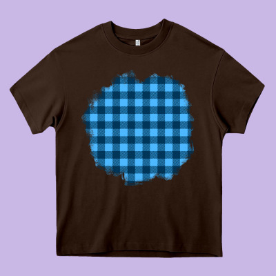 Winter Tartan Patch Heavy Core Tee Designed By Bundleandbundleshop