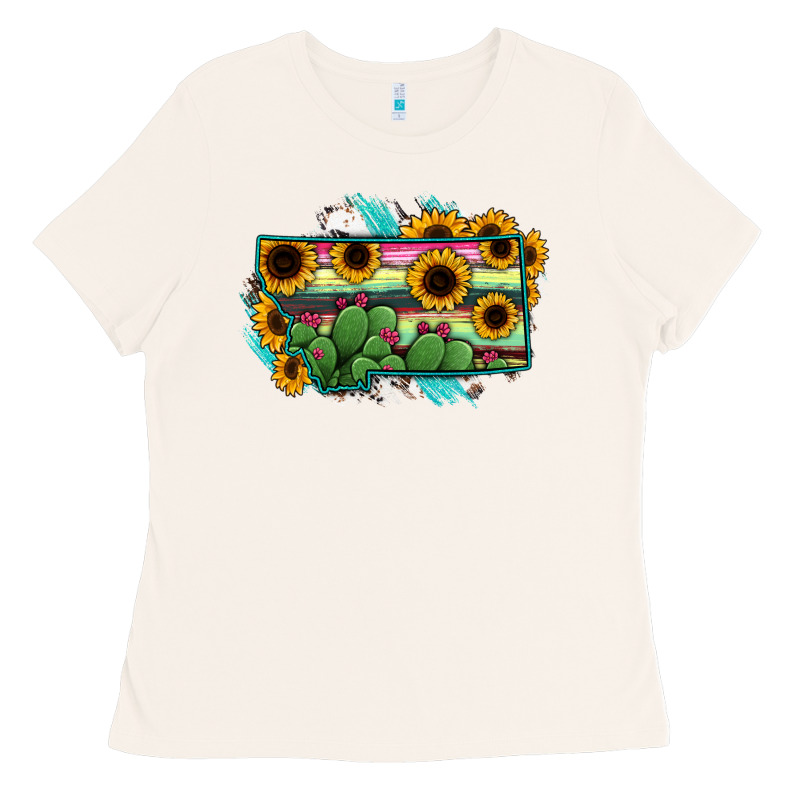Montana Map Sunflower Cactus Serape Ladies Tee by RanaPortraitStore | Teevron