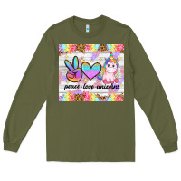 Army Green peace loeve unicorns Long Sleeve Tee - CowGirlArtShop