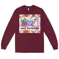 Burgundy peace loeve unicorns Long Sleeve Tee - CowGirlArtShop