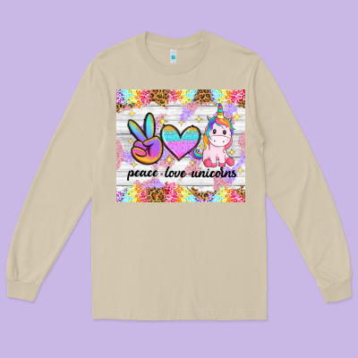 Peace Loeve Unicorns Long Sleeve Tee Designed By Cowgirlartshop