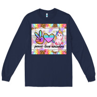 Navy peace loeve unicorns Long Sleeve Tee - CowGirlArtShop