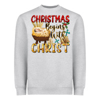 Heather Grey christmas begins with christ Heavyweight Sweatshirt - FaDigitalArtStudio