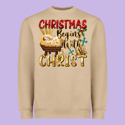 Christmas Begins With Christ Heavyweight Sweatshirt Designed By Fadigitalartstudio