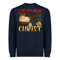 Navy christmas begins with christ Heavyweight Sweatshirt - FaDigitalArtStudio