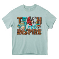 Arona Teach Love Inspire With Leopard Heavy Core Tee - BundleAndBundleShop
