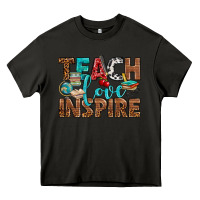 Asphalt Teach Love Inspire With Leopard Heavy Core Tee - BundleAndBundleShop