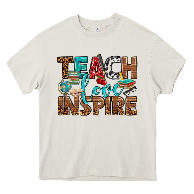 Teach Love Inspire With Leopard Heavy Core Tee by BundleAndBundleShop | Teevron