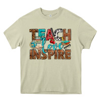 Mossy Teach Love Inspire With Leopard Heavy Core Tee - BundleAndBundleShop