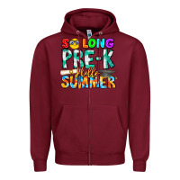 Burgundy So Long Pre K Hello Summer Zipper Hoodie - CowhideDigitalArt
