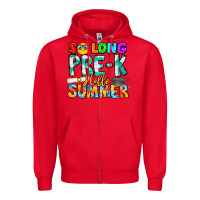 Red So Long Pre K Hello Summer Zipper Hoodie - CowhideDigitalArt