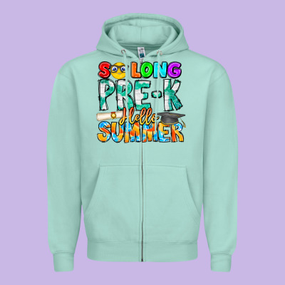 So Long Pre K Hello Summer Zipper Hoodie Designed By Cowhidedigitalart