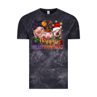 Cloud Black Happy Hallothanksmas Pigs Vintage Tee - NancyCooperArtShop