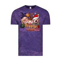 Cloud Purple Happy Hallothanksmas Pigs Vintage Tee - NancyCooperArtShop