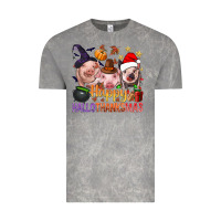 Cloud Rock Happy Hallothanksmas Pigs Vintage Tee - NancyCooperArtShop