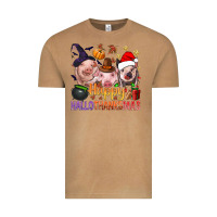 Vintage Camel Happy Hallothanksmas Pigs Vintage Tee - NancyCooperArtShop
