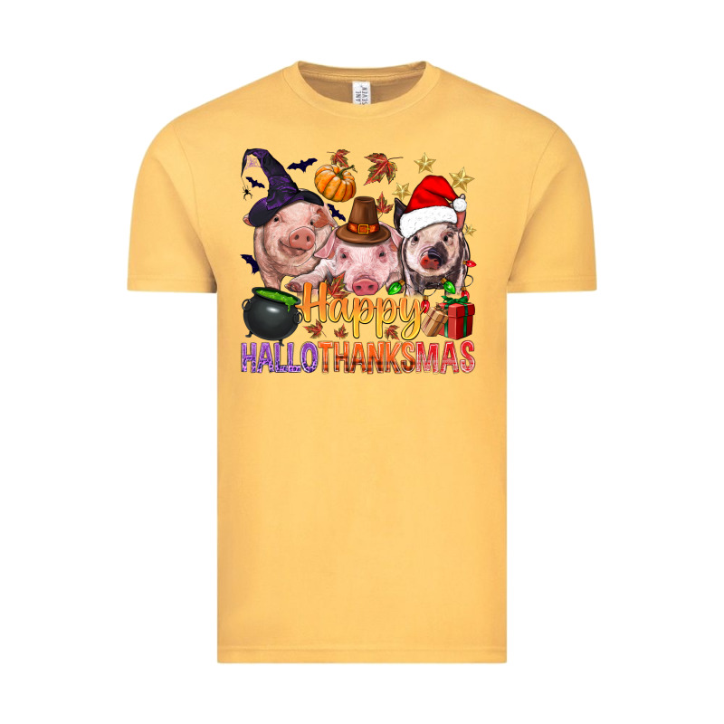 Happy Hallothanksmas Pigs Vintage Tee by NancyCooperArtShop | Teevron