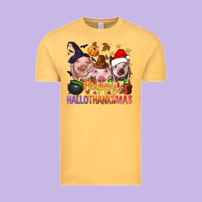 Happy Hallothanksmas Pigs Vintage Tee Designed By Nancycooperartshop