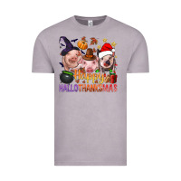 Vintage Zinc Happy Hallothanksmas Pigs Vintage Tee - NancyCooperArtShop