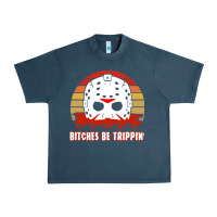 Midnight Navy Halloween Bitches Be Trippin Jason Mask Urban Heavy Tee - lanVoArt