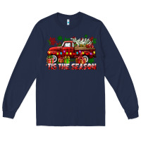 Navy tis the season christmas truck Long Sleeve Tee - CowGirlArtShop