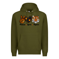 Army Green peace love tigers Premium Hoodie - RanaPortraitStore