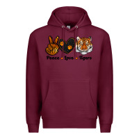 Burgundy peace love tigers Premium Hoodie - RanaPortraitStore