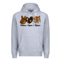 Heather Grey peace love tigers Premium Hoodie - RanaPortraitStore