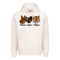 Pale Pink peace love tigers Premium Hoodie - RanaPortraitStore