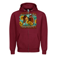 Burgundy Turkey And Touchdowns Zipper Hoodie - LillyAllenDesigns