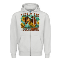 Dove Grey Turkey And Touchdowns Zipper Hoodie - LillyAllenDesigns