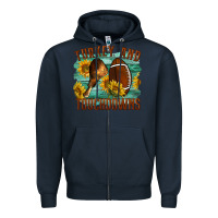 Navy Turkey And Touchdowns Zipper Hoodie - LillyAllenDesigns