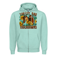 Seafoam Turkey And Touchdowns Zipper Hoodie - LillyAllenDesigns