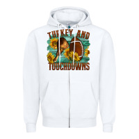 White Turkey And Touchdowns Zipper Hoodie - LillyAllenDesigns