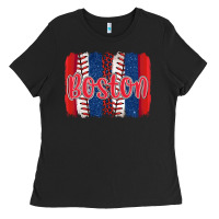 Black boston baseball team spirit brushstrokes Ladies Tee - Artiststas