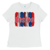 White boston baseball team spirit brushstrokes Ladies Tee - Artiststas