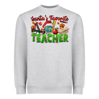 Heather Grey Santa's Favorite Teacher Heavyweight Sweatshirt - FaDigitalArtStudio