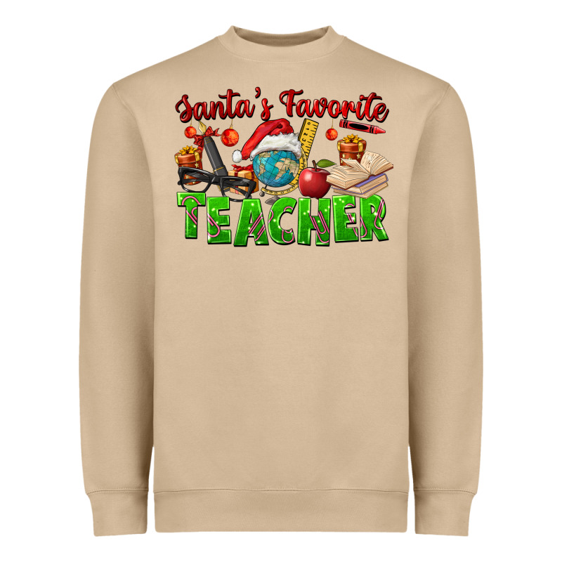 Santa's Favorite Teacher Heavyweight Sweatshirt by FaDigitalArtStudio | Teevron