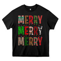 Black Merry Merry Merry Christmas Heavy Core Tee - BundleAndBundleShop