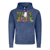 Vintage Denim Happy Easter with cowboy Easter Day Vintage Hoodie - HowdyJamesFarm