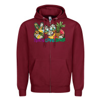 Burgundy Peace Love Summer Zipper Hoodie - CowhideDigitalArt
