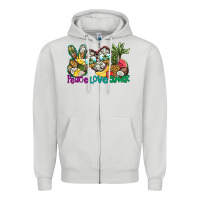 Dove Grey Peace Love Summer Zipper Hoodie - CowhideDigitalArt