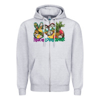 Heather Grey Peace Love Summer Zipper Hoodie - CowhideDigitalArt