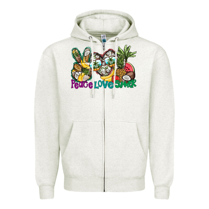 Peace Love Summer Zipper Hoodie by CowhideDigitalArt | Teevron