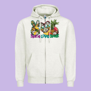 Peace Love Summer Zipper Hoodie Designed By Cowhidedigitalart