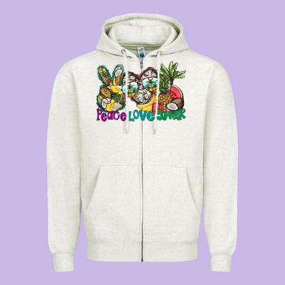 Peace Love Summer Zipper Hoodie Designed By Cowhidedigitalart