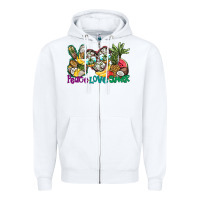 White Peace Love Summer Zipper Hoodie - CowhideDigitalArt