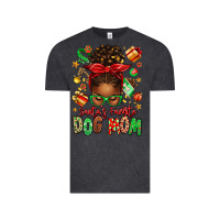 Vintage Black santas favorite dog mom afro messy bun Vintage Tee - texasbilliewilder