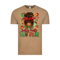 Vintage Coffee santas favorite dog mom afro messy bun Vintage Tee - texasbilliewilder