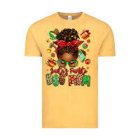 Vintage Mustard santas favorite dog mom afro messy bun Vintage Tee - texasbilliewilder